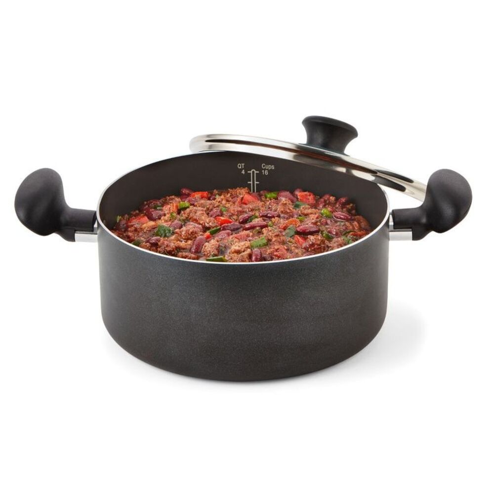 T-Fal -  5qt Dutch Oven Nonstick Black Black